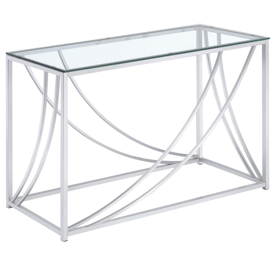 Lille Glass Top Entryway Console Table Accents Chrome-zoom-1