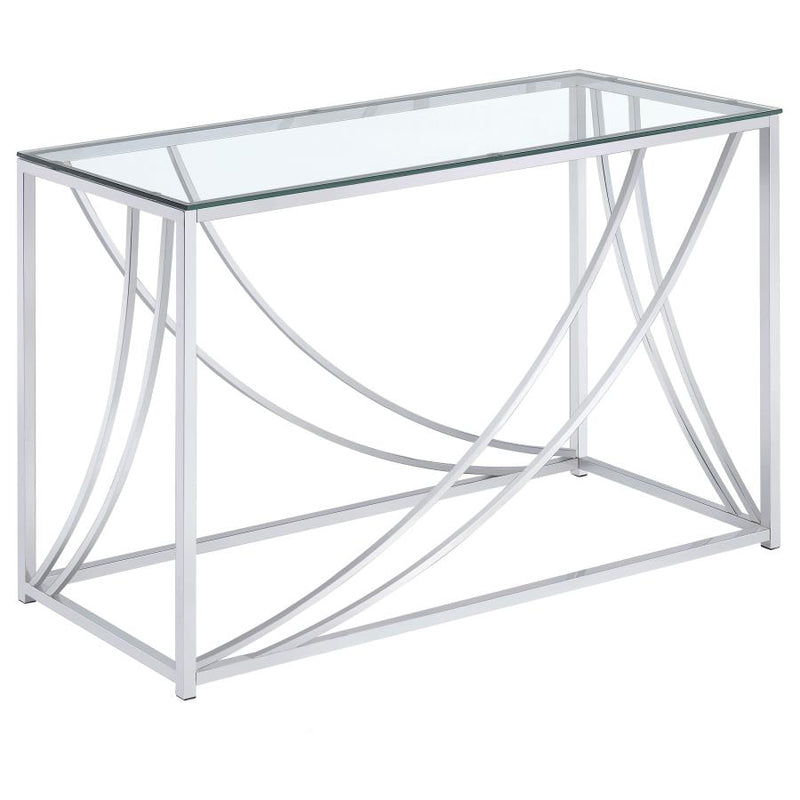 Lille Glass Top Entryway Console Table Accents Chrome-zoom-
