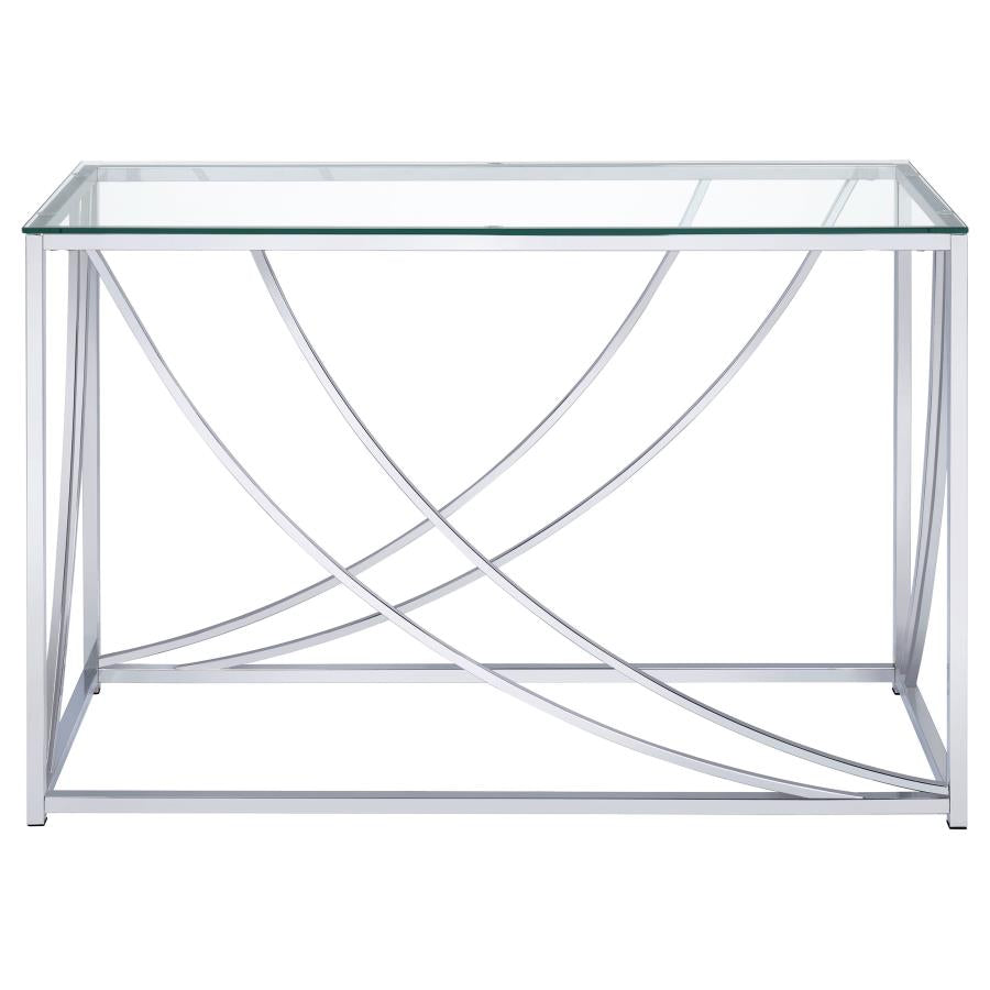 Lille Glass Top Entryway Console Table Accents Chrome-zoom-3