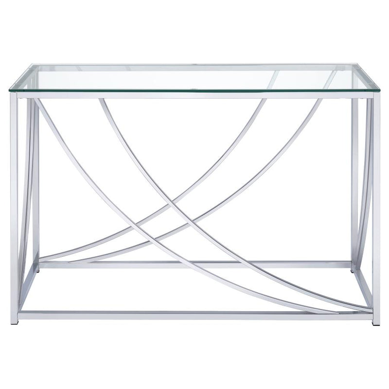 Lille Glass Top Entryway Console Table Accents Chrome-zoom-