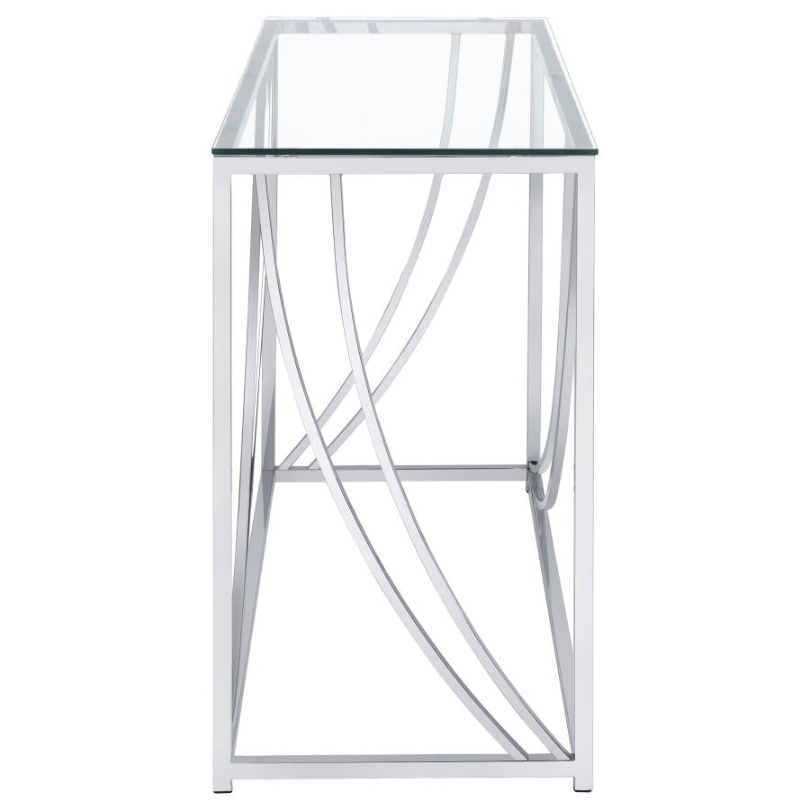 Lille Glass Top Entryway Console Table Accents Chrome-4