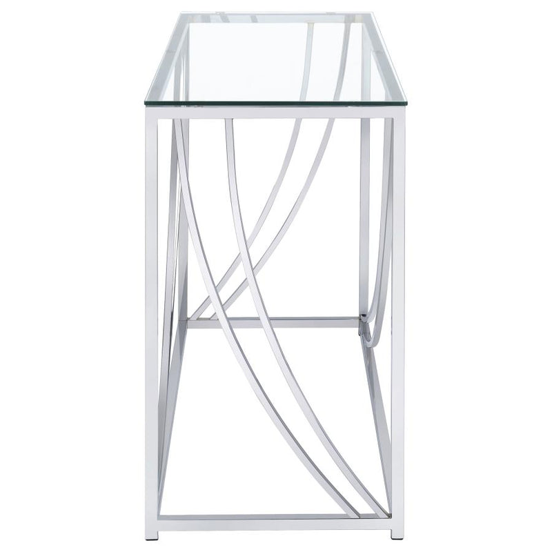 Lille Glass Top Entryway Console Table Accents Chrome-zoom-