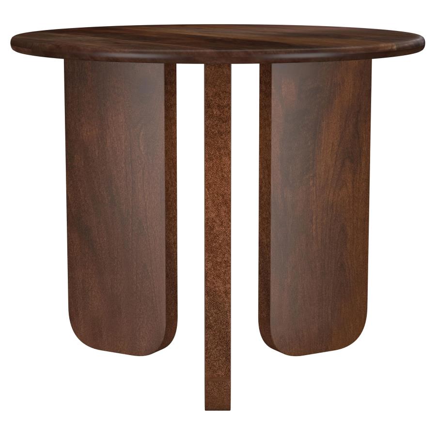 Dale Round Solid Mango Wood Side End Table Brown-3