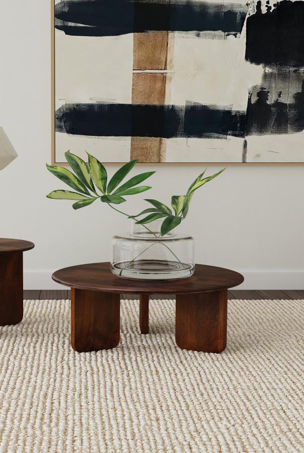 Dale Round Solid Mango Wood Coffee Table Brown-2