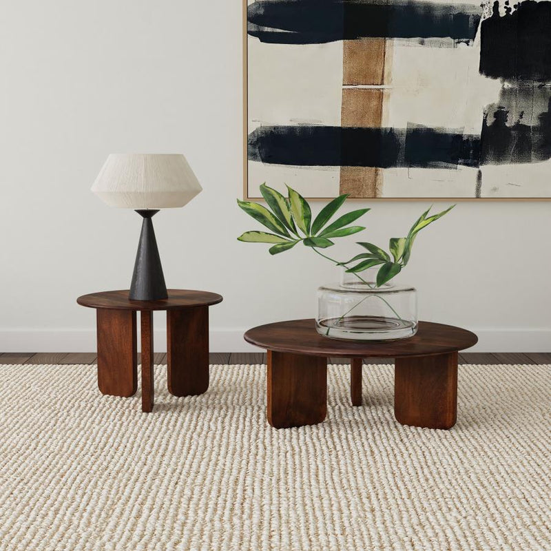 Dale Round Solid Mango Wood Coffee Table Brown-zoom-