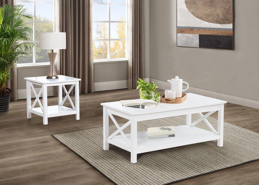 Skyview Square Pine Wood Side End Table with Shelf White-8