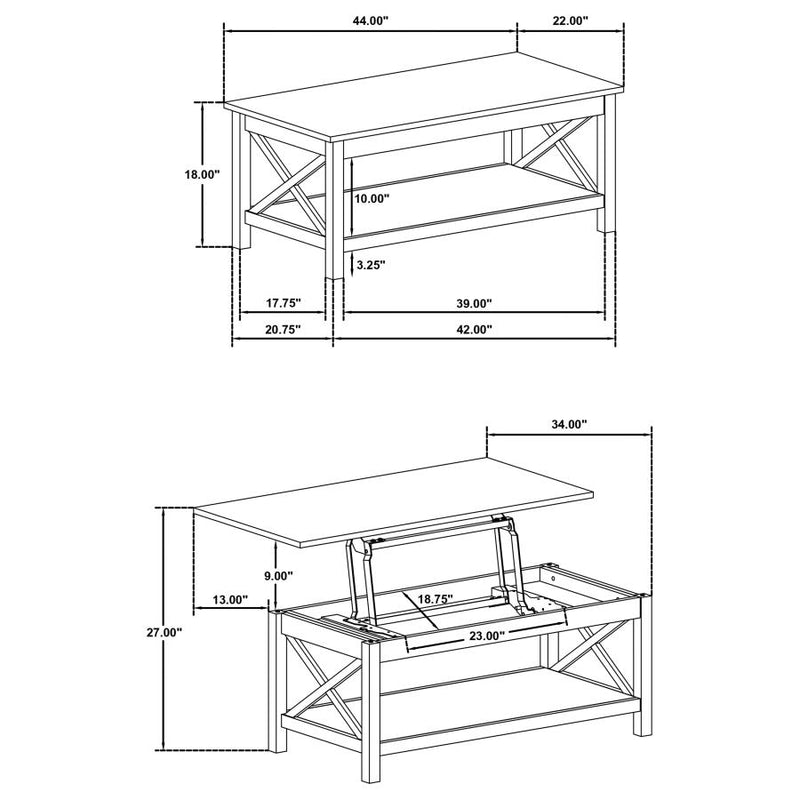 Skyview 2-piece Rectangular Lift Top Coffee Table Set White-zoom-