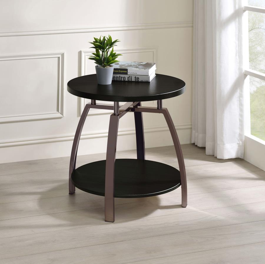 Dacre Round Engineered Wood Top Side End Table Dark Charcoal-zoom-2