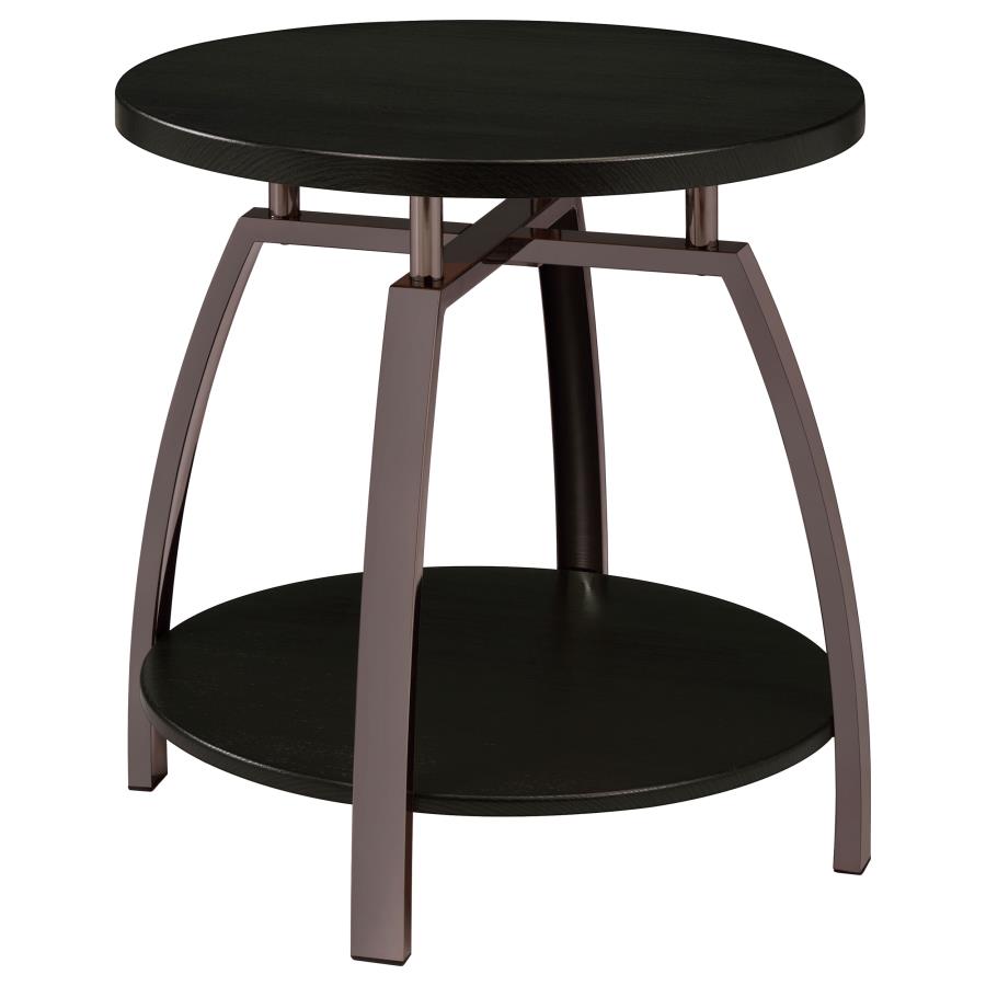 Dacre Round Engineered Wood Top Side End Table Dark Charcoal-zoom-1