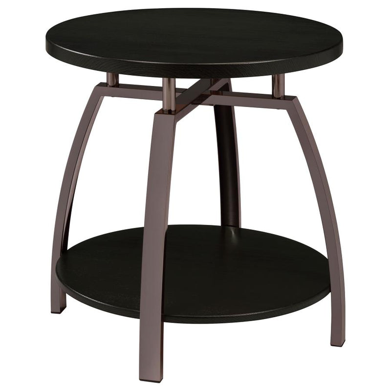 Dacre Round Engineered Wood Top Side End Table Dark Charcoal-zoom-