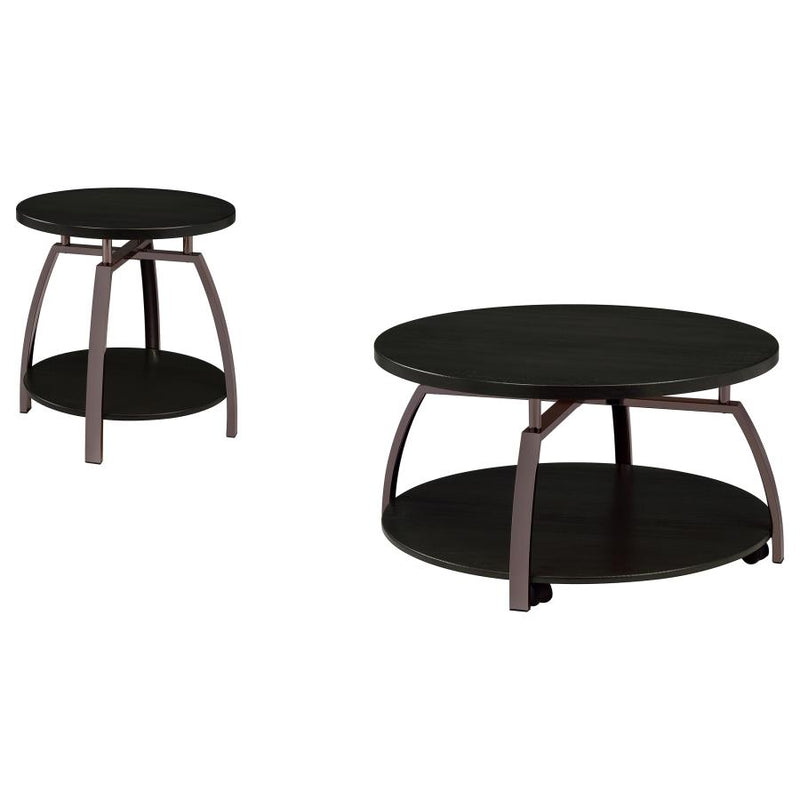 Dacre 2-piece Round Coffee and End Table Set Dark Charcoal-zoom-