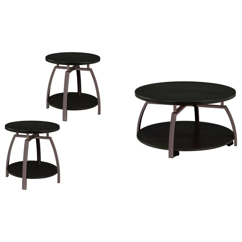 Dacre 3-piece Round Coffee and End Table Set Dark Charcoal-zoom-