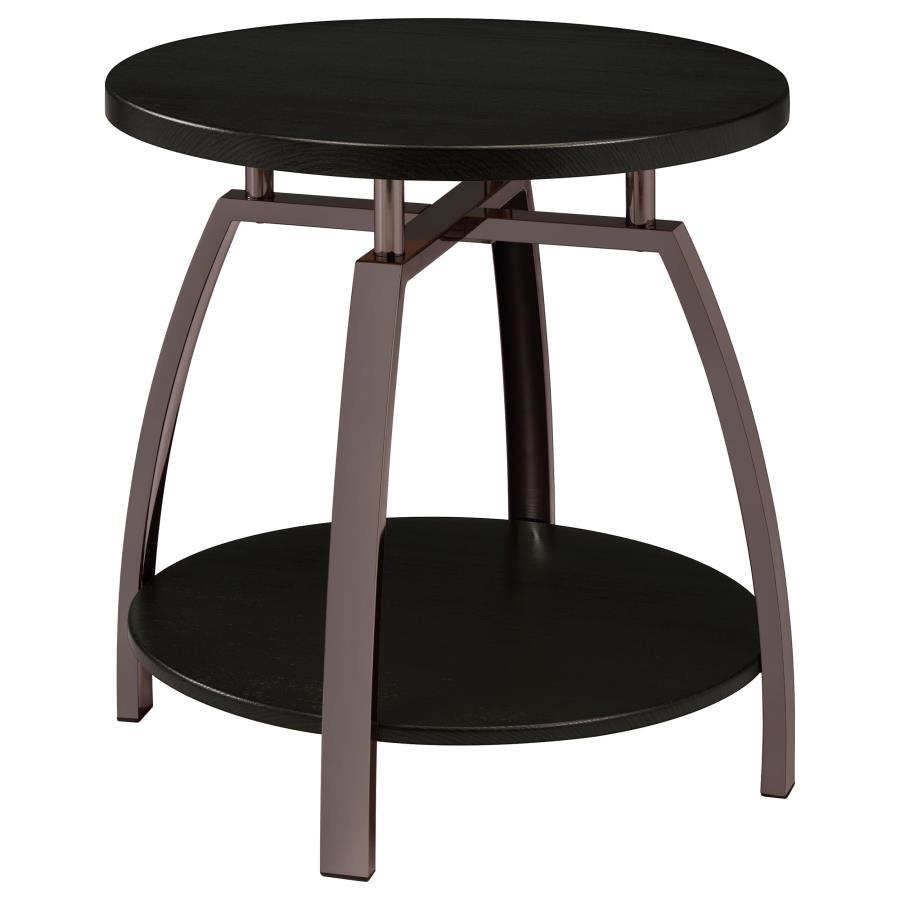 Dacre 3-piece Round Coffee and End Table Set Dark Charcoal-3