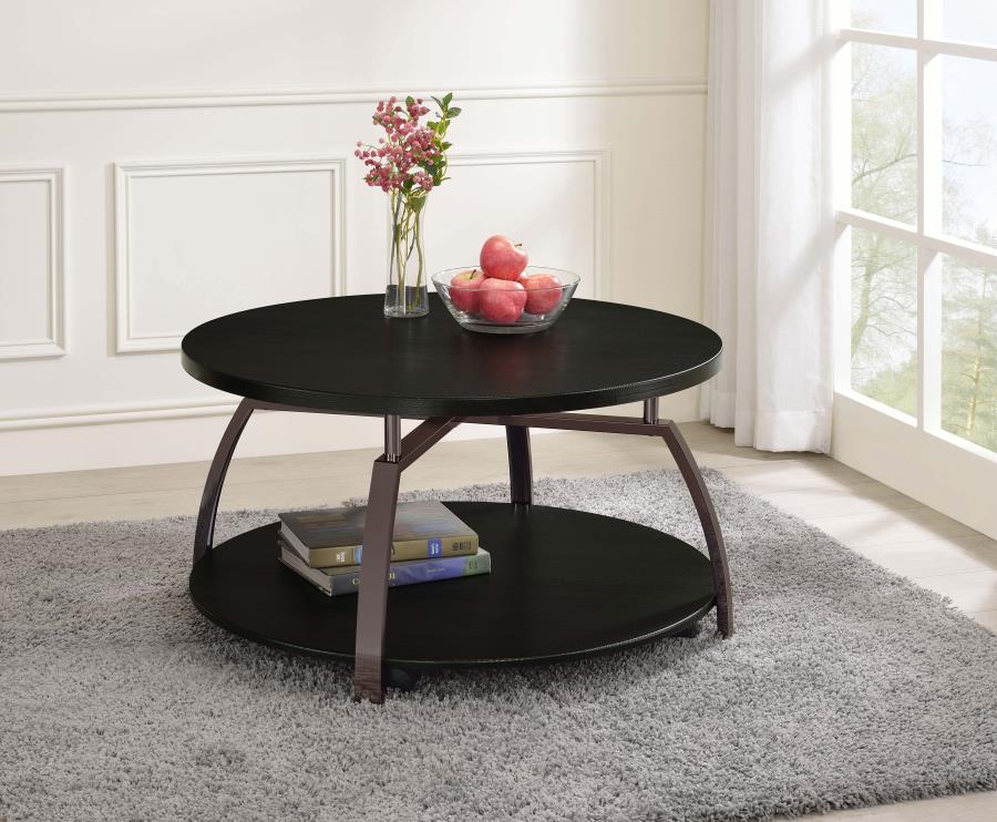 Dacre Round Engineered Wood Top Coffee Table Dark Charcoal-2