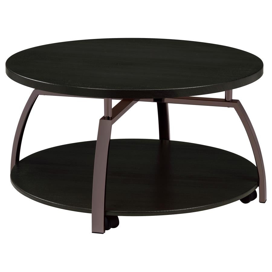 Dacre Round Engineered Wood Top Coffee Table Dark Charcoal-zoom-1