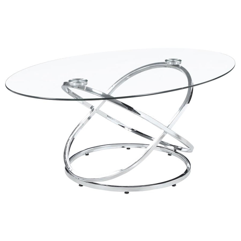Warren 3-piece Oval Glass Top Coffee Table Set Chrome-zoom-
