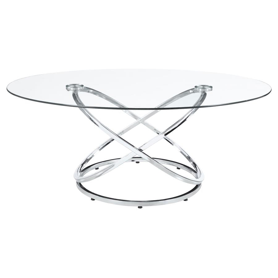 Warren 3-piece Oval Glass Top Coffee Table Set Chrome-zoom-4