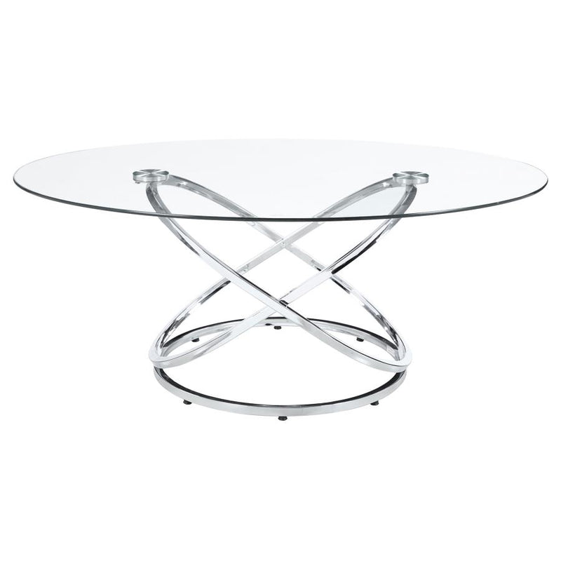 Warren 3-piece Oval Glass Top Coffee Table Set Chrome-zoom-