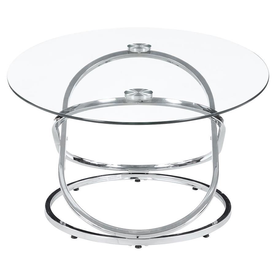 Warren 3-piece Oval Glass Top Coffee Table Set Chrome-zoom-5