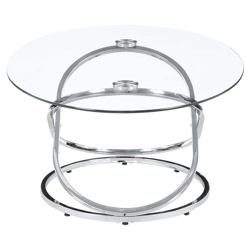 Warren 3-piece Oval Glass Top Coffee Table Set Chrome-zoom-