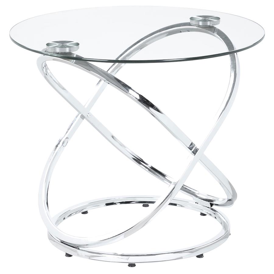 Warren 3-piece Oval Glass Top Coffee Table Set Chrome-6
