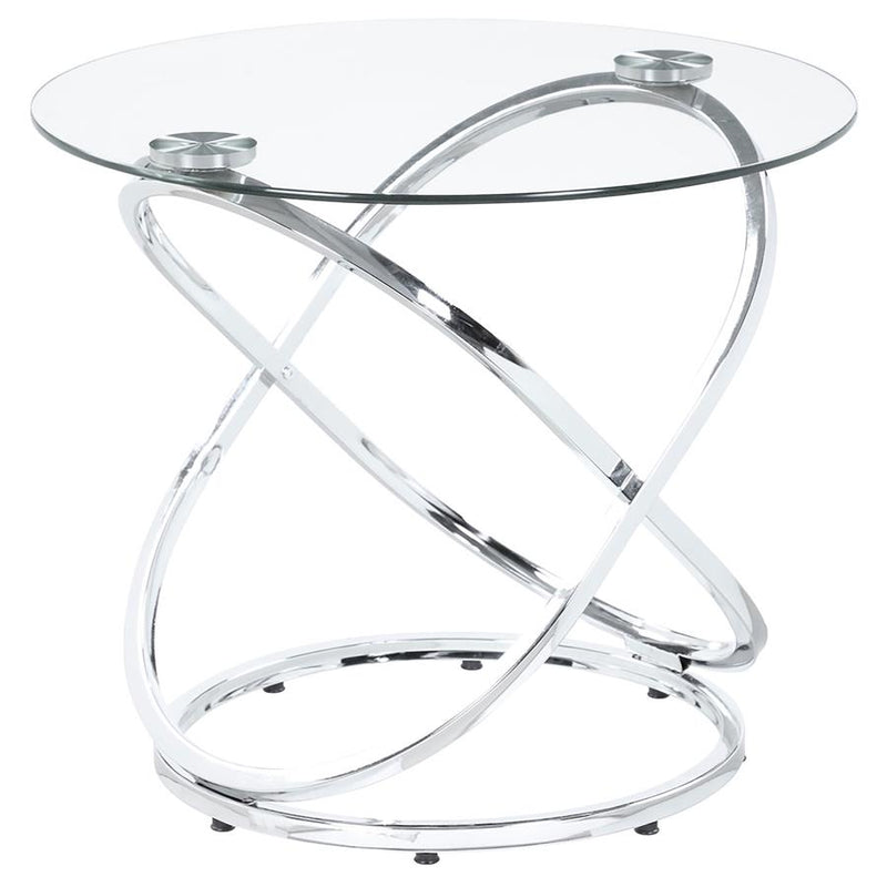 Warren 3-piece Oval Glass Top Coffee Table Set Chrome-zoom-