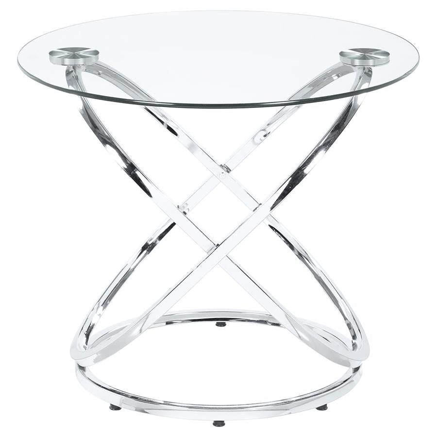 Warren 3-piece Oval Glass Top Coffee Table Set Chrome-7