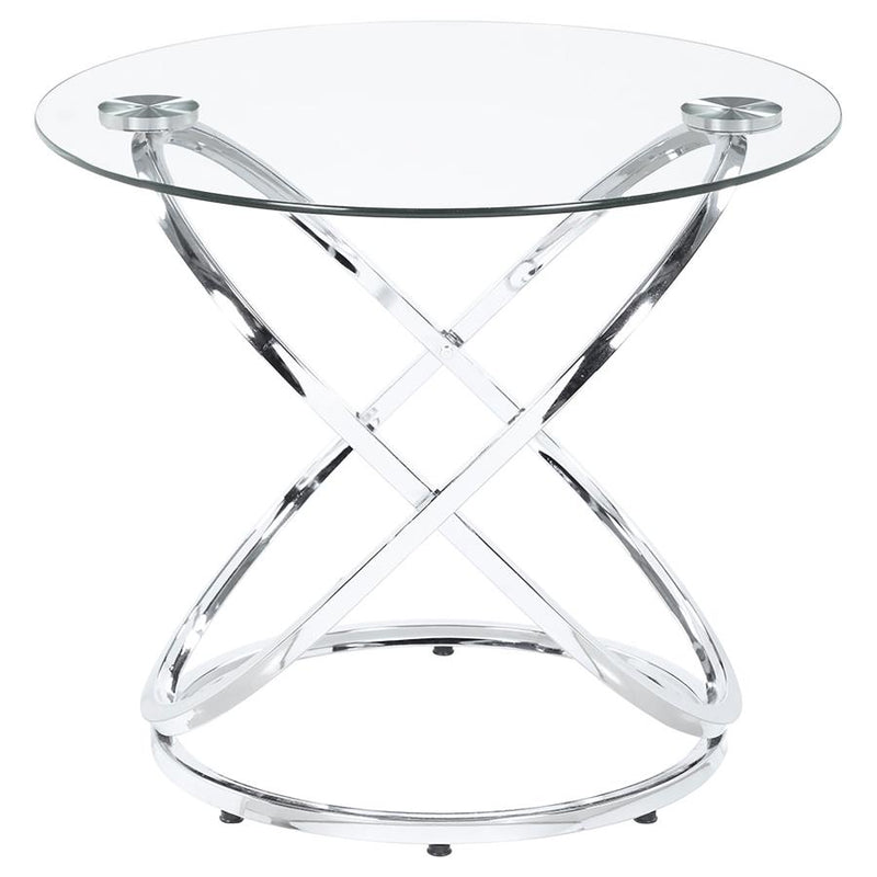 Warren 3-piece Oval Glass Top Coffee Table Set Chrome-zoom-