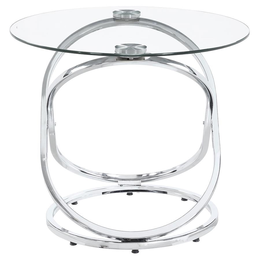 Warren 3-piece Oval Glass Top Coffee Table Set Chrome-8