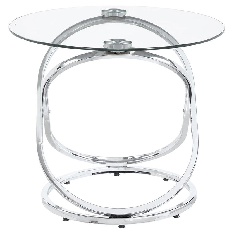 Warren 3-piece Oval Glass Top Coffee Table Set Chrome-zoom-