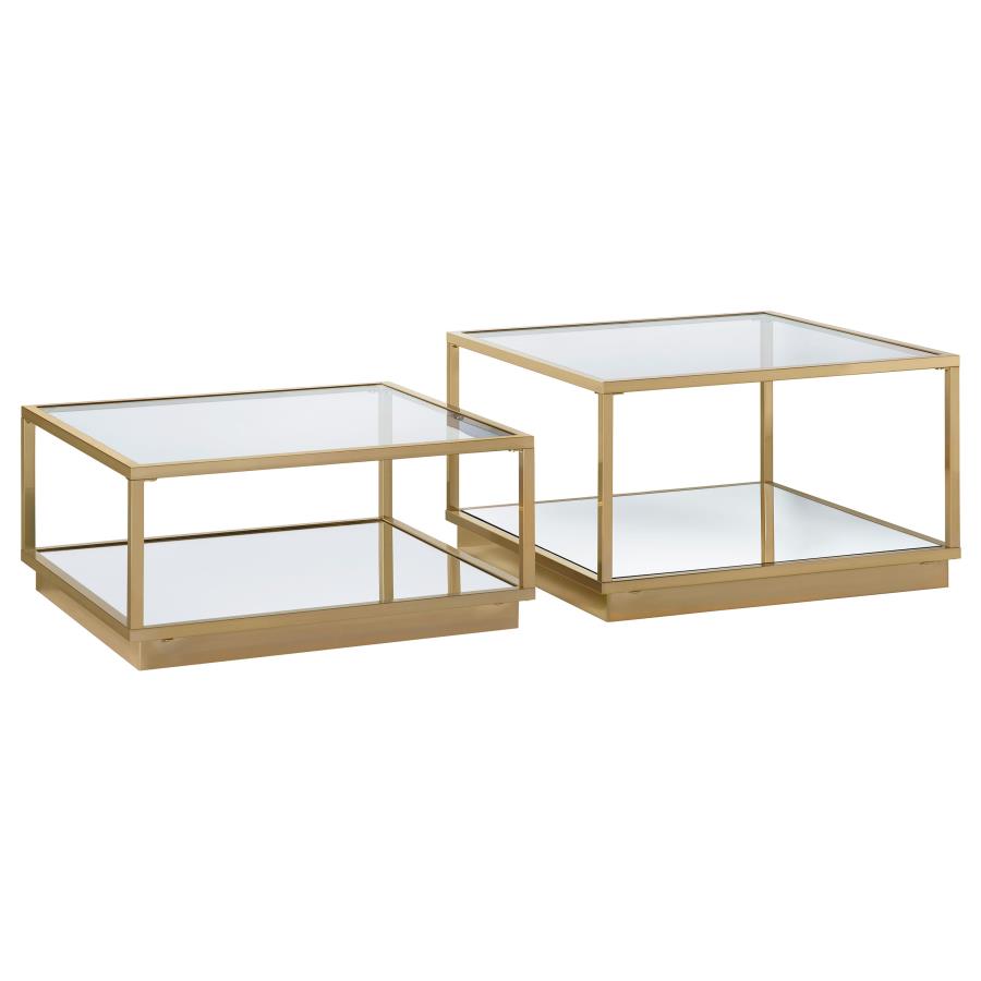 Renee 2-piece Square Coffee Table Set Rose Brass-1