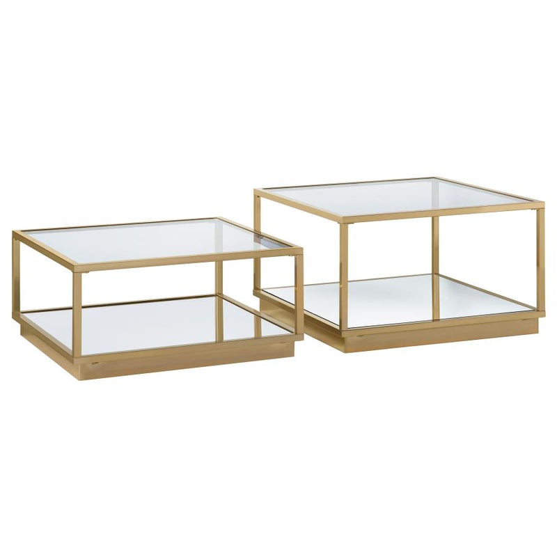 Renee 2-piece Square Coffee Table Set Rose Brass-zoom-