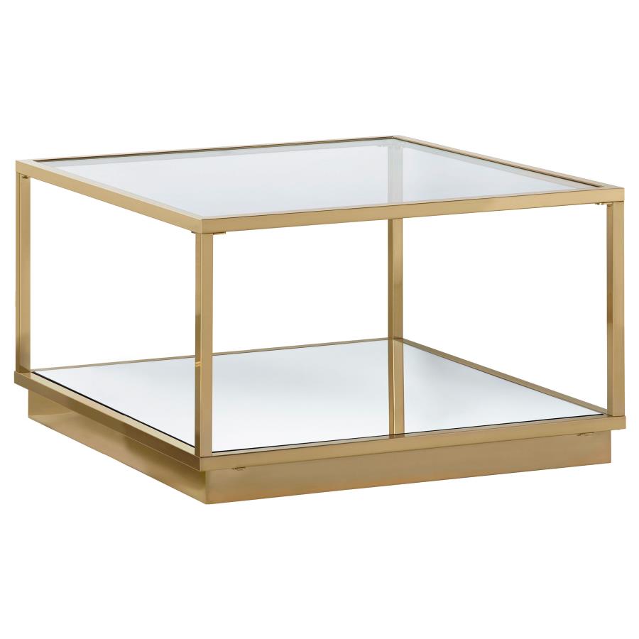 Renee 2-piece Square Coffee Table Set Rose Brass-4