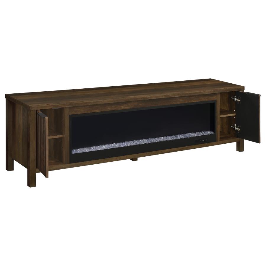 Carey 79-inch TV Stand Fireplace Media Console Dark Pine-zoom-3