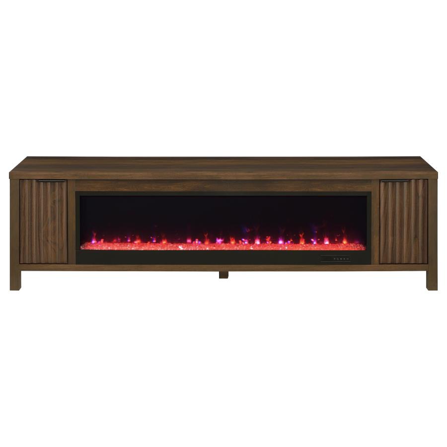 Carey 79-inch TV Stand Fireplace Media Console Dark Pine-zoom-5