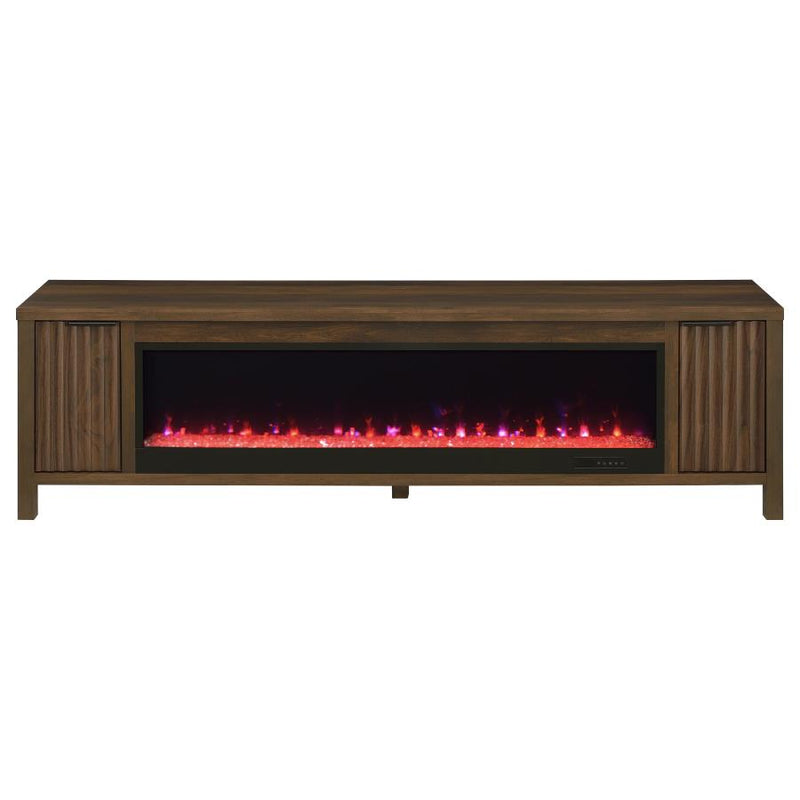 Carey 79-inch TV Stand Fireplace Media Console Dark Pine-zoom-