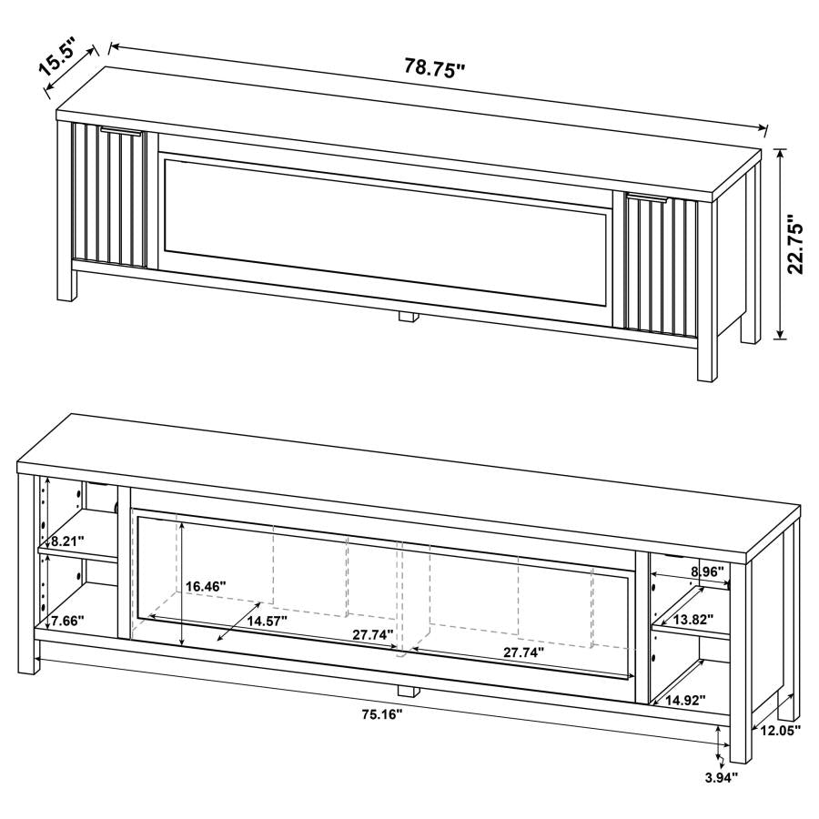 Carey 79-inch TV Stand Fireplace Media Console Dark Pine-15