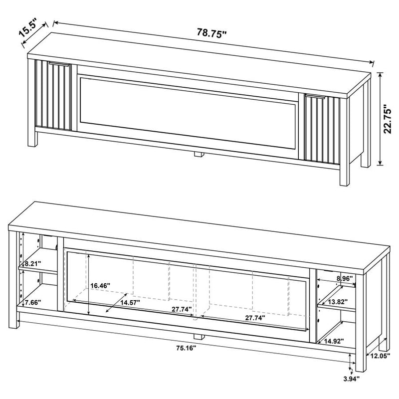 Carey 79-inch TV Stand Fireplace Media Console Dark Pine-zoom-