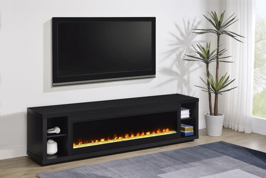 Deiter 79-inch TV Stand Fireplace Media Console Black-2