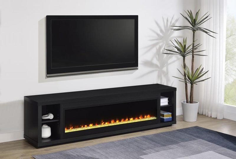 Deiter 79-inch TV Stand Fireplace Media Console Black-zoom-