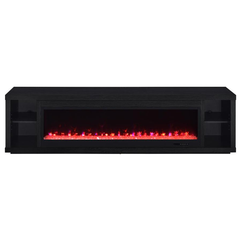 Deiter 79-inch TV Stand Fireplace Media Console Black-zoom-