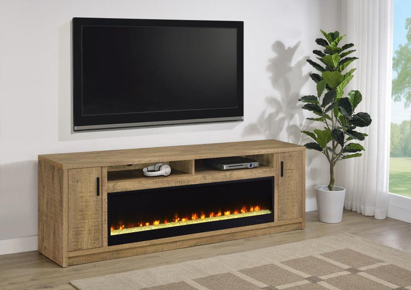 Eddy 79-inch 2-door TV Stand Fireplace Media Console Mango-zoom-