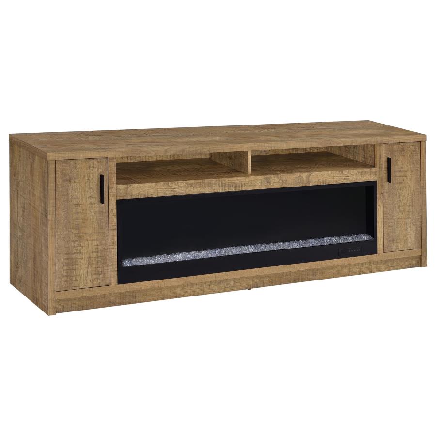Eddy 79-inch 2-door TV Stand Fireplace Media Console Mango-zoom-1