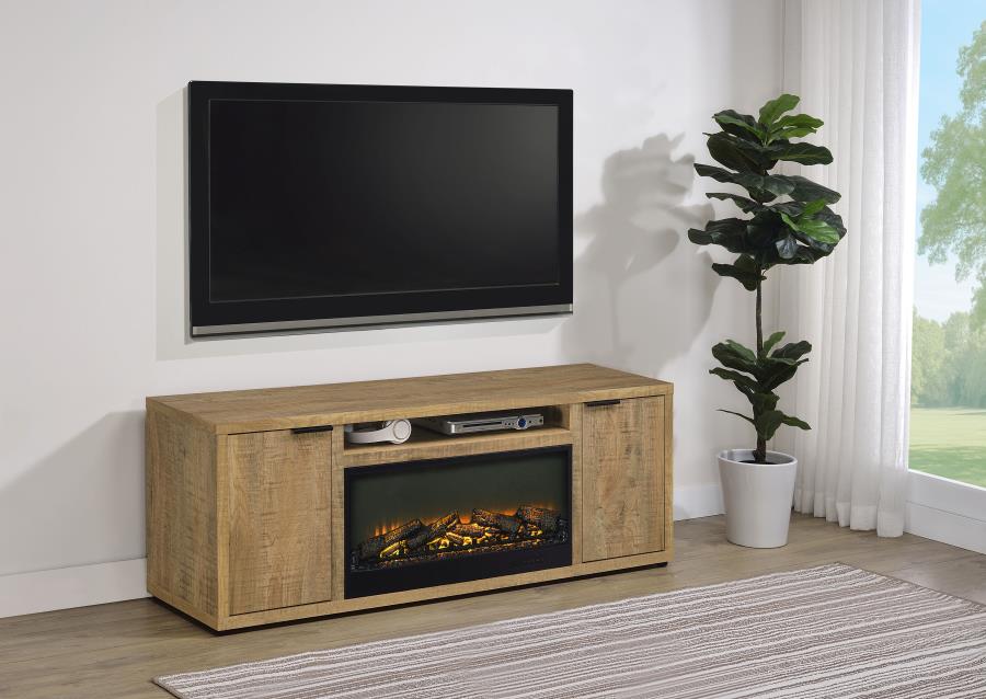 Fuller 60-inch 2-door TV Stand Fireplace Media Console Mango-zoom-2