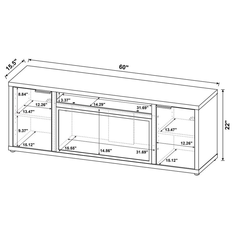 Fuller 60-inch 2-door TV Stand Fireplace Media Console Mango-zoom-