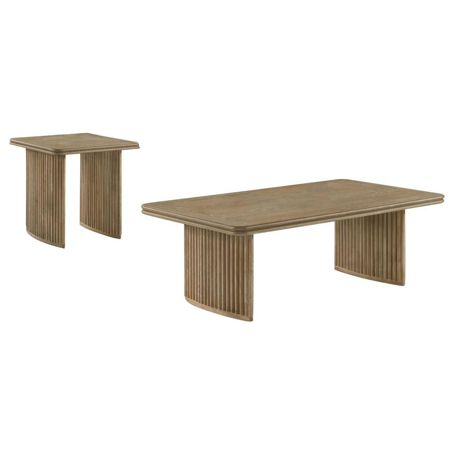 Adina 2-piece Wood Coffee Table Set Distressed Light Brown-zoom-2