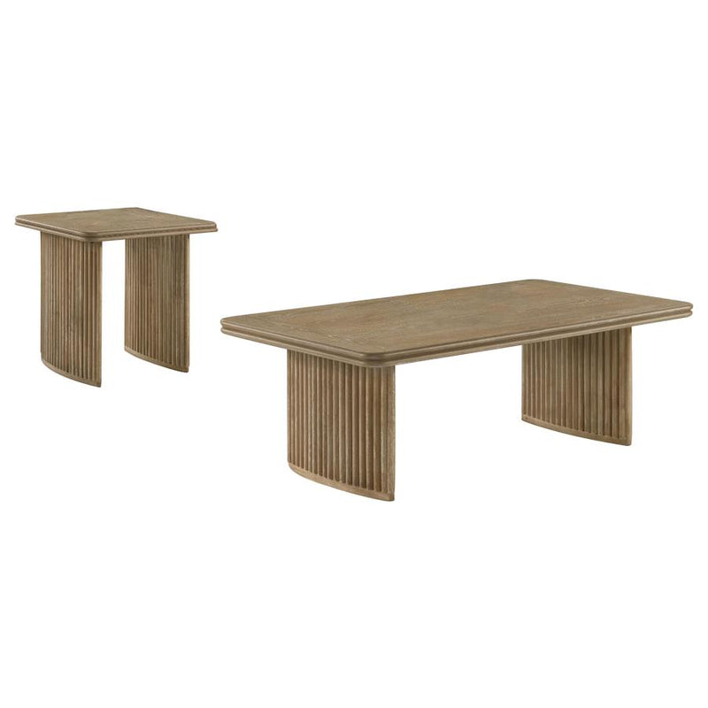 Adina 2-piece Wood Coffee Table Set Distressed Light Brown-zoom-
