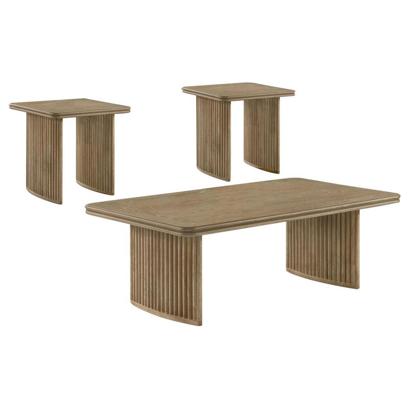 Adina 3-piece Wood Coffee Table Set Distressed Light Brown-zoom-