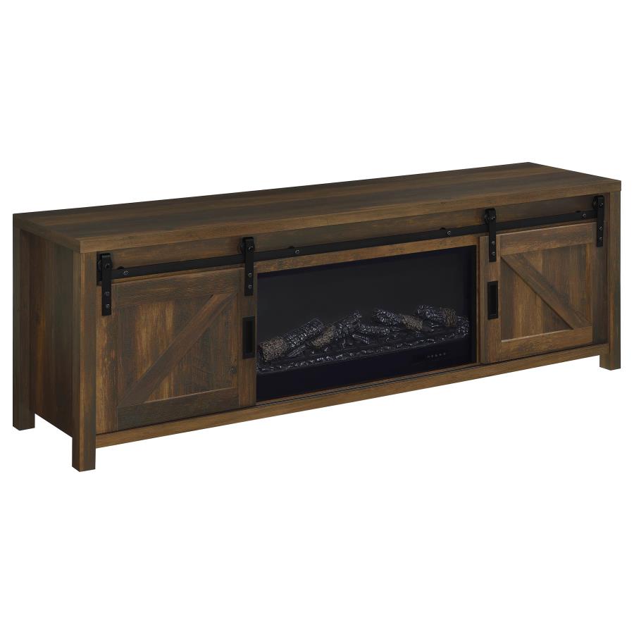 Enfield 71-inch TV Stand Fireplace Media Console Dark Pine-1