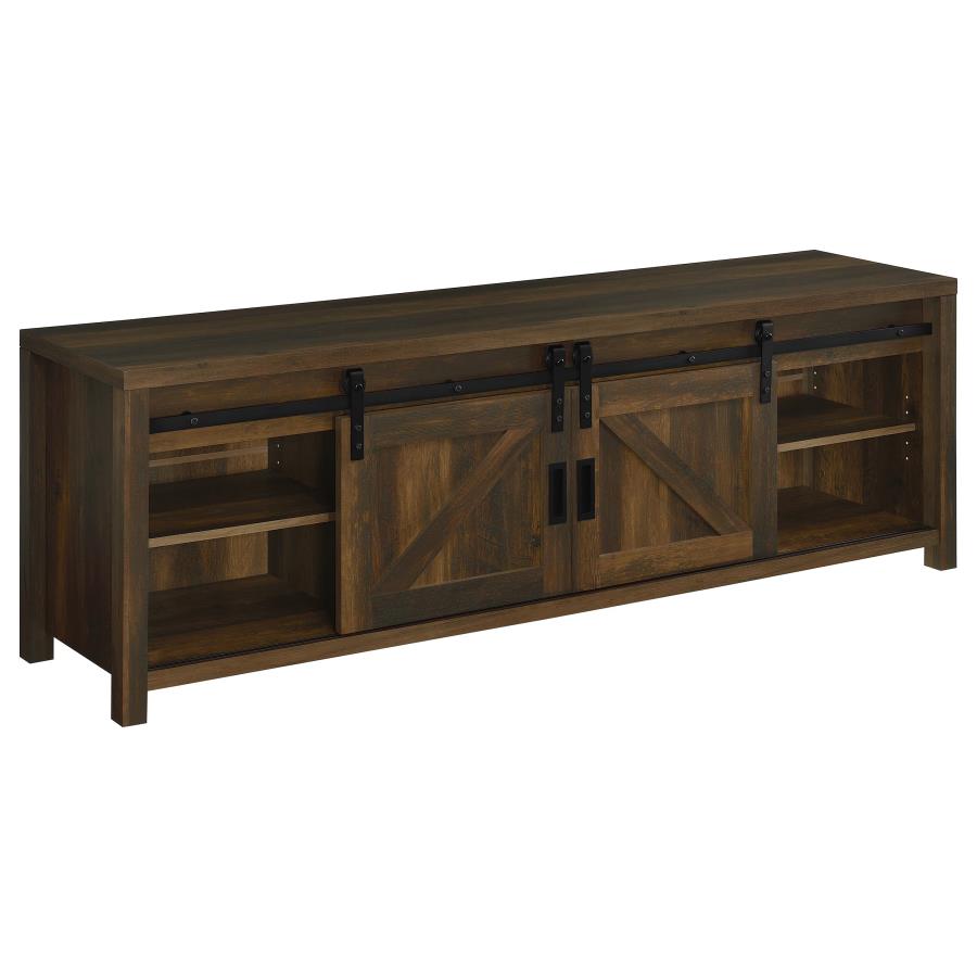 Enfield 71-inch TV Stand Fireplace Media Console Dark Pine-3
